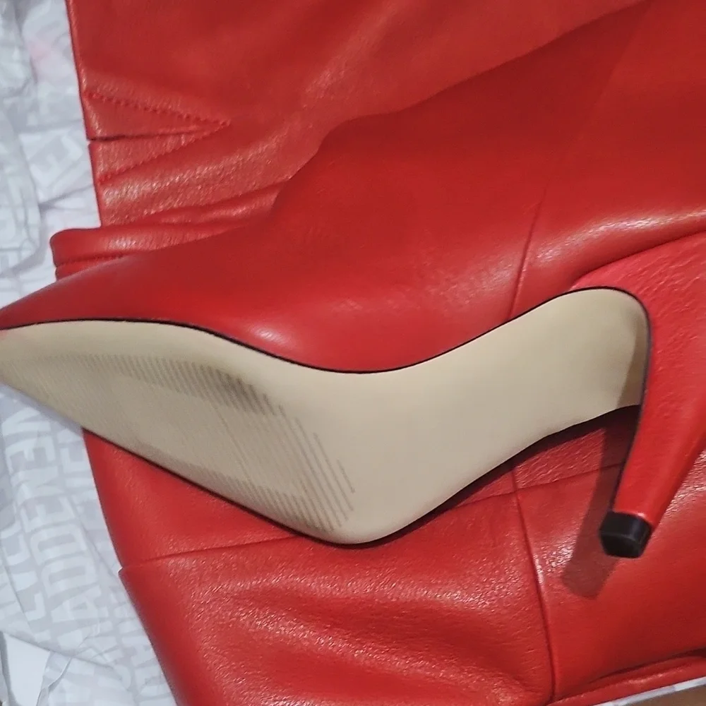 Steve Madden Women's Bellamie Knee-High Slouch Dress Boots - Red Le. USED ONCE